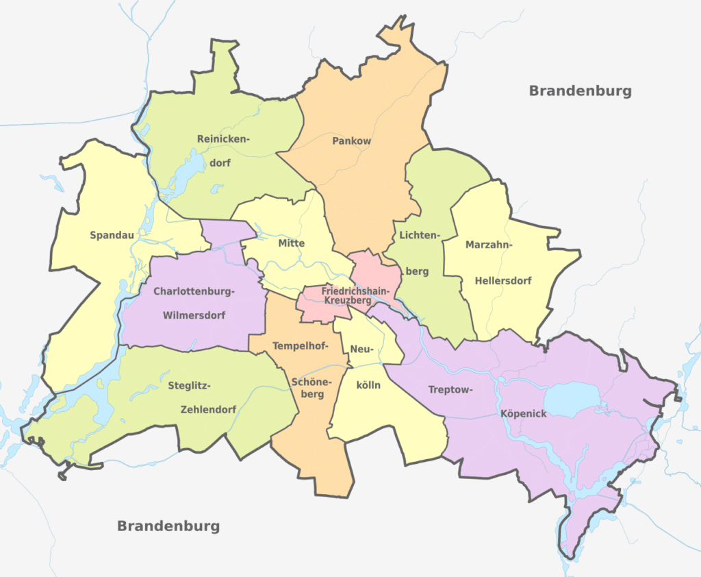 Mapa de los barrios en Berlin
