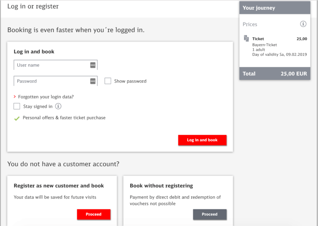 Pagina web del Deutsche Bahn