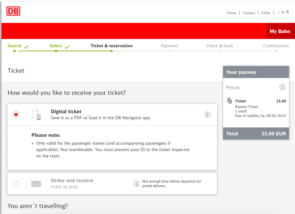 Pagina web del Deutsche Bahn