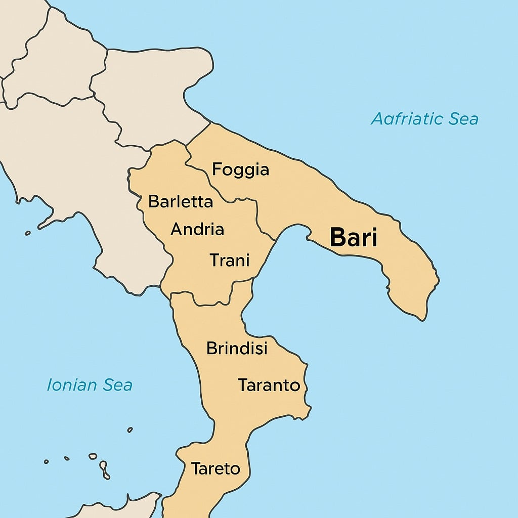 Mapa de la Puglia
