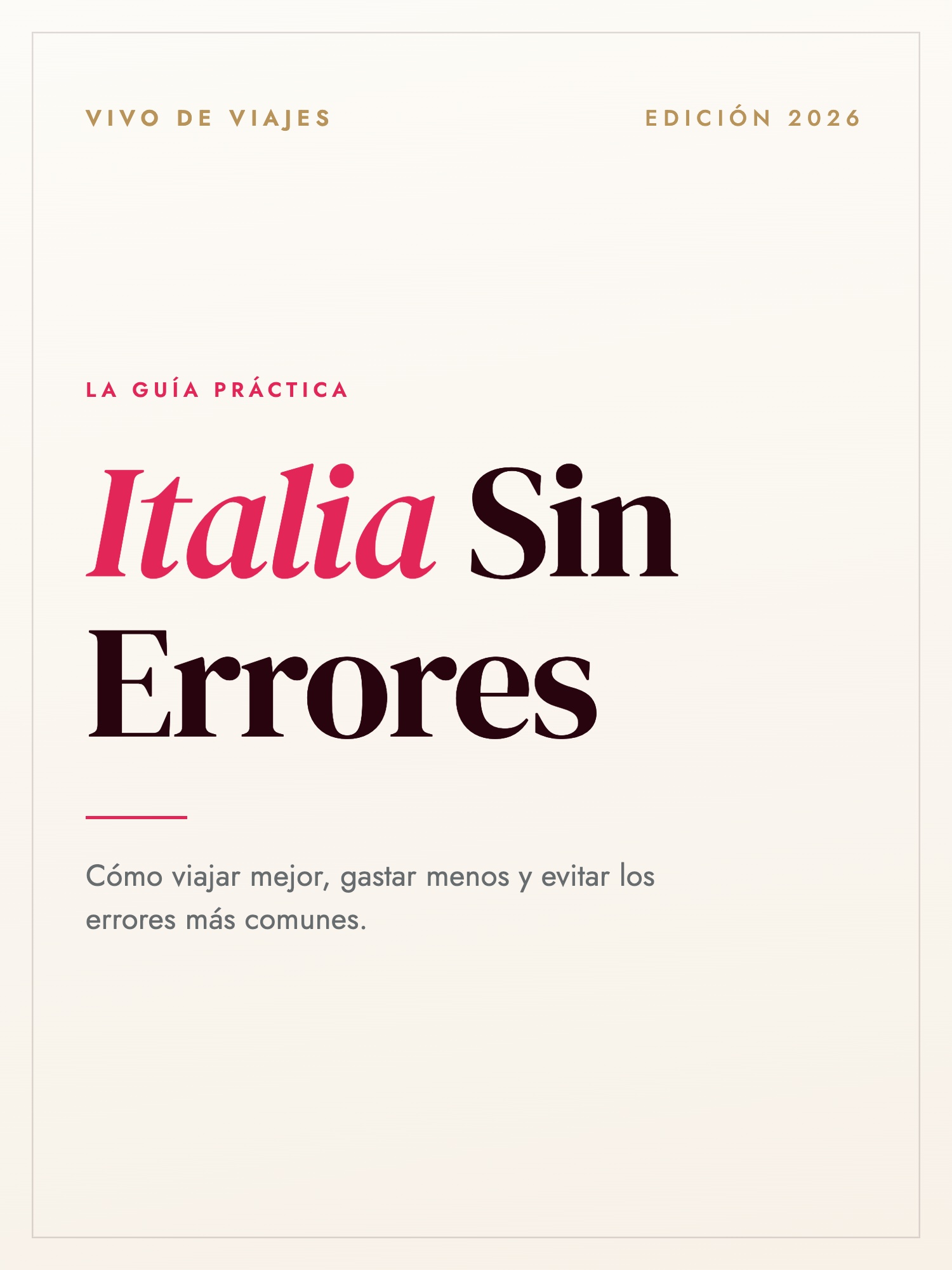 Tapa del Manual Italia Sin Errores — Vivo de Viajes 2026