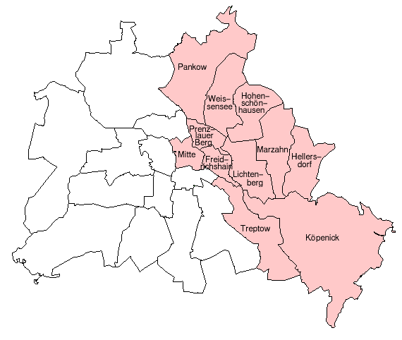 Mapa de los barrios en Berlin