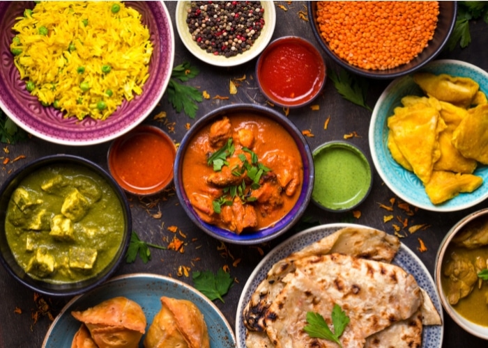 Plato de comida en la India