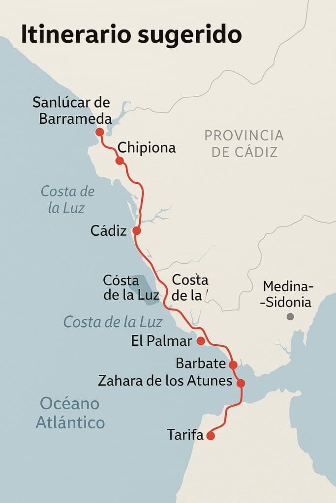Mapa de la costa de Cádiz: guía visual para tu viaje por la Costa de la Luz